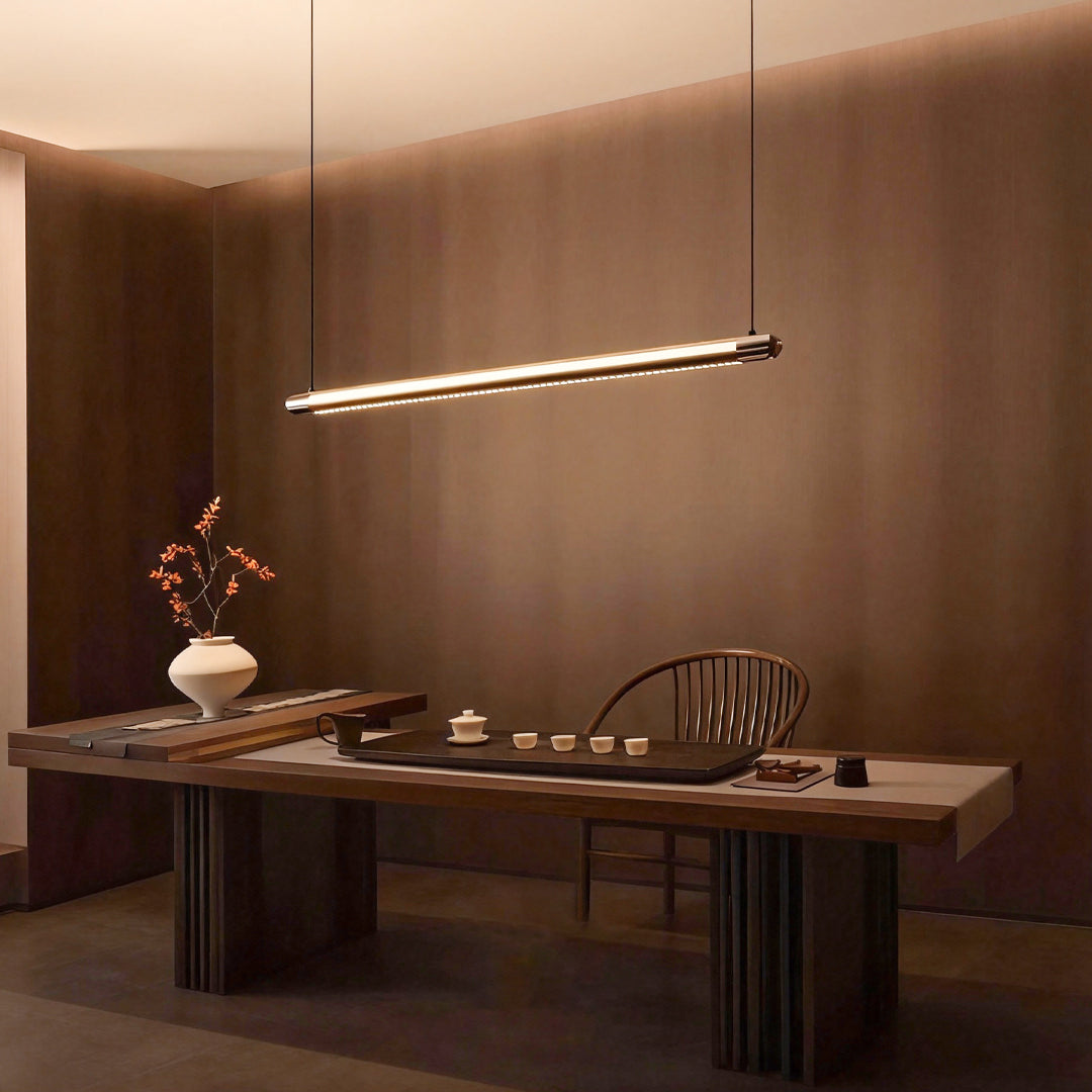 Black Linear Suspension Light Minimalist Island Ceiling Light