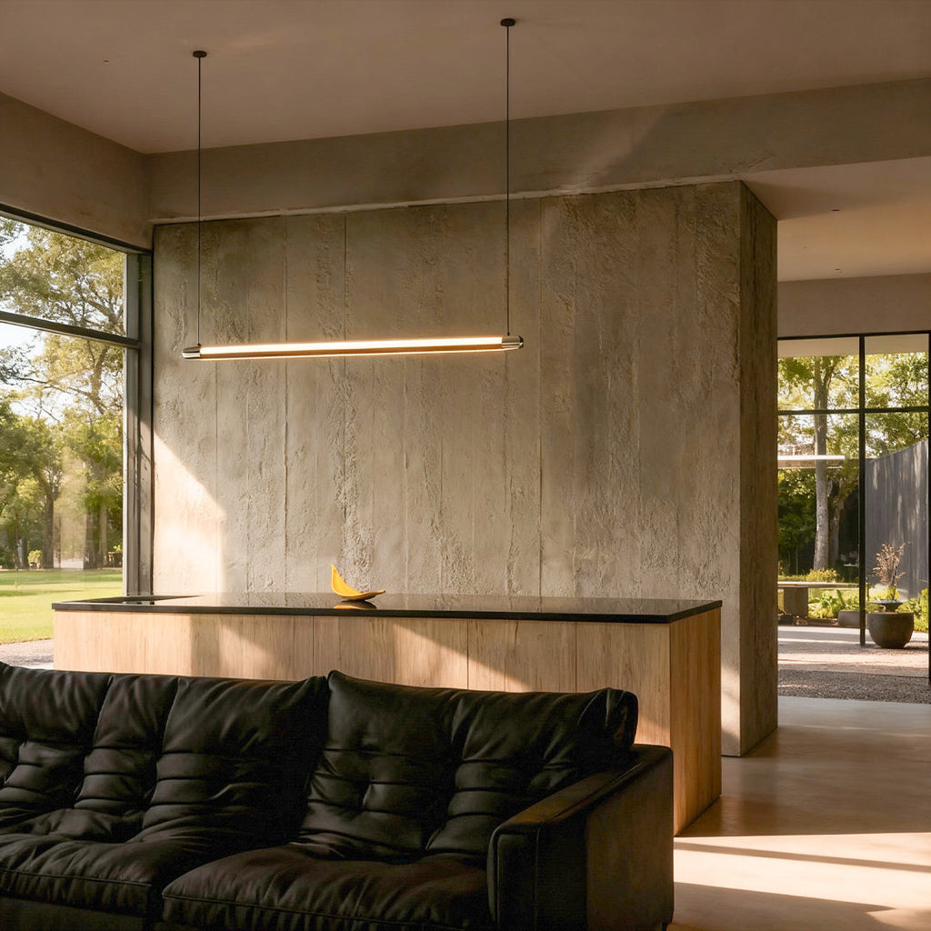 Black Linear Suspension Light Minimalist Island Ceiling Light