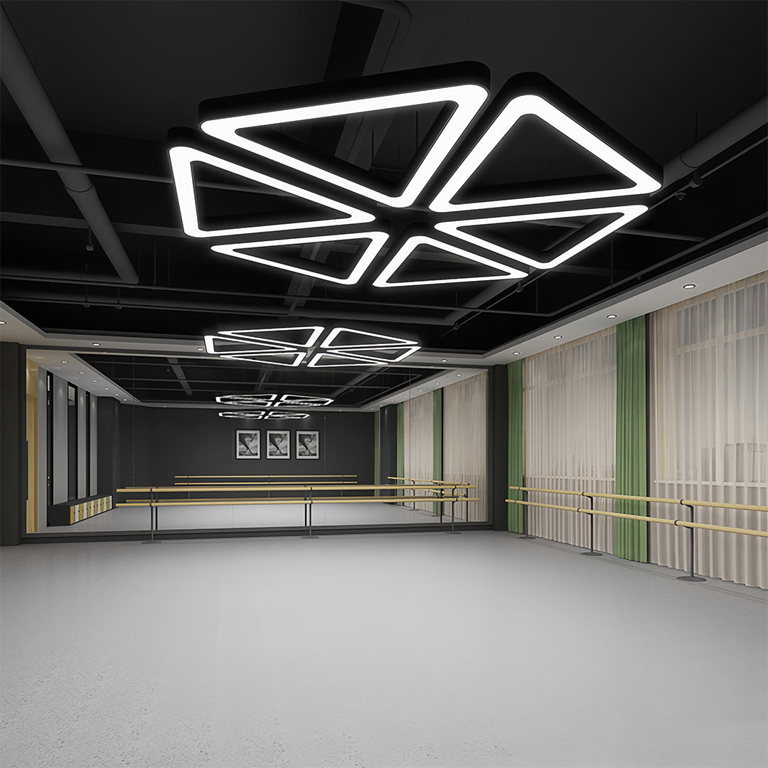 Black Modern Chandeliers Creative LED Triangular Ceiling Light