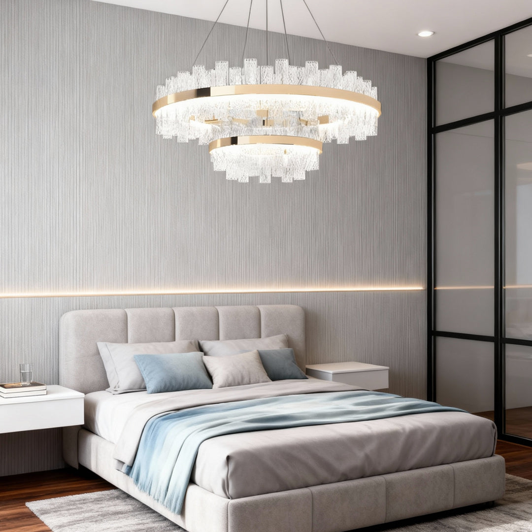 Modern LED Lighting Chandelier Crackled Glass Ceiling Light